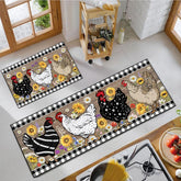 SHUNLCD rooster kitchen decor rug 17x30 with cozy crystal velvet surface for comfort