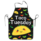 Shuwekk Taco Apron front view with bold print for mess-free cooking