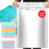 SHXWELL 5-Gallon Mylar Bags with absorbers and labels for long-term storage.