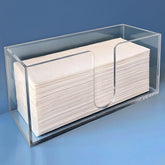 Sicily acrylic paper towel holder front view, clear design keeps towels accessible.