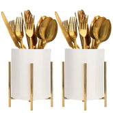 SIEBOLD 2-set ceramic silverware caddy on counter with upright utensils