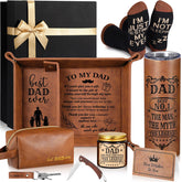 Sieral leather dad tray keeps essentials organized on desk or bedside.