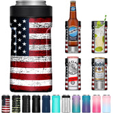 Signice 3-in-1 insulated cooler close-up on a slim can, keeps drinks colder longer