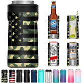 Signice universal can cooler camouflage flag secures slim cans outdoors