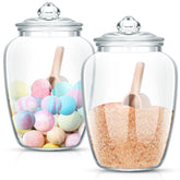 SiliFine bath salt container with airtight lid and wooden scoop for fresh storage