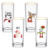 SiliFine Christmas highball glass with elk design, ideal for festive toasts