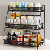 SILUB Vintage 3-Tier Spice Rack keeps spices neatly accessible on the counter.