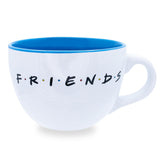 Silver Buffalo Friends Doodle Logo soup mug, front view, ideal for hot drinks.