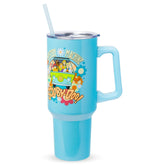 Silver Buffalo Scooby-Doo Mystery Machine tumbler front view keeps drinks at the right temperature on the go.
