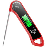 SILVLF meat thermometer with backlit display for precise readings during outdoor grilling.