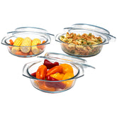 SIMAX 1qt casserole dish ready for oven-to-table service with crystal-clear borosilicate glass.