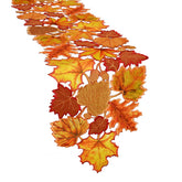 Simhomsen embroidered leaves table runner adds festive Thanksgiving decor