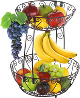 Simple Houseware 2-tier bronze fruit basket top view with ample counter storage
