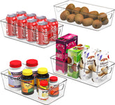Simple Houseware clear storage bin for fridge front view enhances visibility and access.