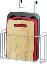 Simple Houseware over cabinet door organizer in silver for clutter-free kitchen storage