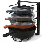 Simple Houseware pan organizer with 5 compartments, height adjustable for versatile stacking.