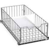 Simple Houseware pull-out basket in chrome front view for easy cabinet access