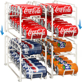 Simple Houseware soda can organizer displaying 12-can capacity for pantry organization.