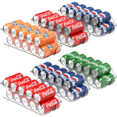 Simple Houseware soda can organizer in fridge front view showing clear can visibility