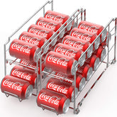 Simple Houseware can dispenser rack in chrome for easy front loading and organized fridge storage.