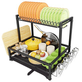 Simple Trending 2-tier dish rack front view with spacious plate storage