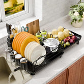 Simple Trending extendable dish drying rack full view demonstrates expansion capacity