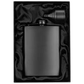 Simpler Life 8oz matte black flask for travel-ready style
