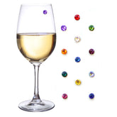 Simply Charmed crystal magnetic wine charms set 12 on glasses helps guests identify their drinks easily.
