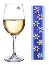Simply Charmed crystal snowflake magnets attach securely to glasses for easy identification.