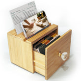 Simply Daisy recipe box with 50 cards and 12 dividers displayed on a kitchen counter