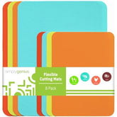 Simply Genius color-coded cutting mats set arranged for safe, organized kitchen prep.