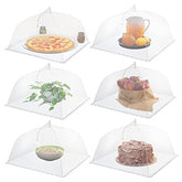 Simply Genius Pop-Up Mesh Food Cover fully open shielding dishes at a picnic
