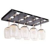 SIMVE wine glass holder under shelf with 4-row rack for organized stemware.