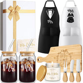 Singhoow Mr Mrs bamboo cutting board with handle, a stylish wedding keepsake for entertaining.