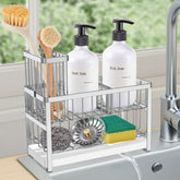Sinnsally sink caddy 2-tier keeps sponges and bottles within easy reach.