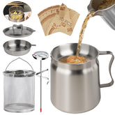 SINYWAY 2L oil filter pot with strainer for clearer oil and easier reuse.