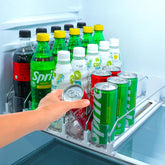 Sip Sort upgraded drink organizer front view saves space in a cluttered fridge.