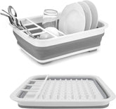 Sipobuy collapsible dish drainer setup on counter showing compact drying space