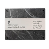 Siren Stone dish drying mat on kitchen counter dries efficiently while adding a sleek accent.
