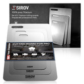 Sirov titanium cutting board set top view, three non-porous boards for hygienic prep