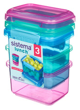 Sistema 3-piece containers with lids showing secure storage for lunches