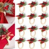 SIYOMG Christmas napkin rings with pinecone buckles for festive table styling