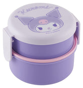 Skater Kuromi 2-tier bento box in purple with dual compartments.
