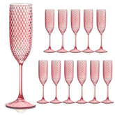 SKLENICE pink 12 pack plastic champagne flutes for elegant toasts at parties