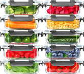 Skroam 10-pack 22oz glass meal prep containers stacked neatly for organized lunches