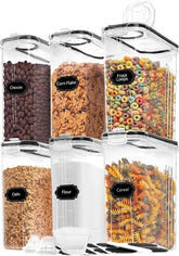 Skroam cereal containers six pack with 4L capacity on a kitchen counter for organized pantry storage