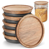 SkyBD regular-mouth wooden lid on a Ball jar for pantry organization