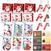 Skylety 12oz Christmas wine tumbler with secure lid for festive drinks