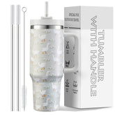 Skywerc 40 oz tumbler with handle and straw, ideal for on-the-go hydration.