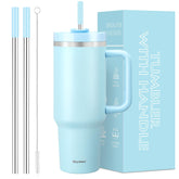 Skywerc 40 oz tumbler with handle for easy portability and on-the-go hydration.